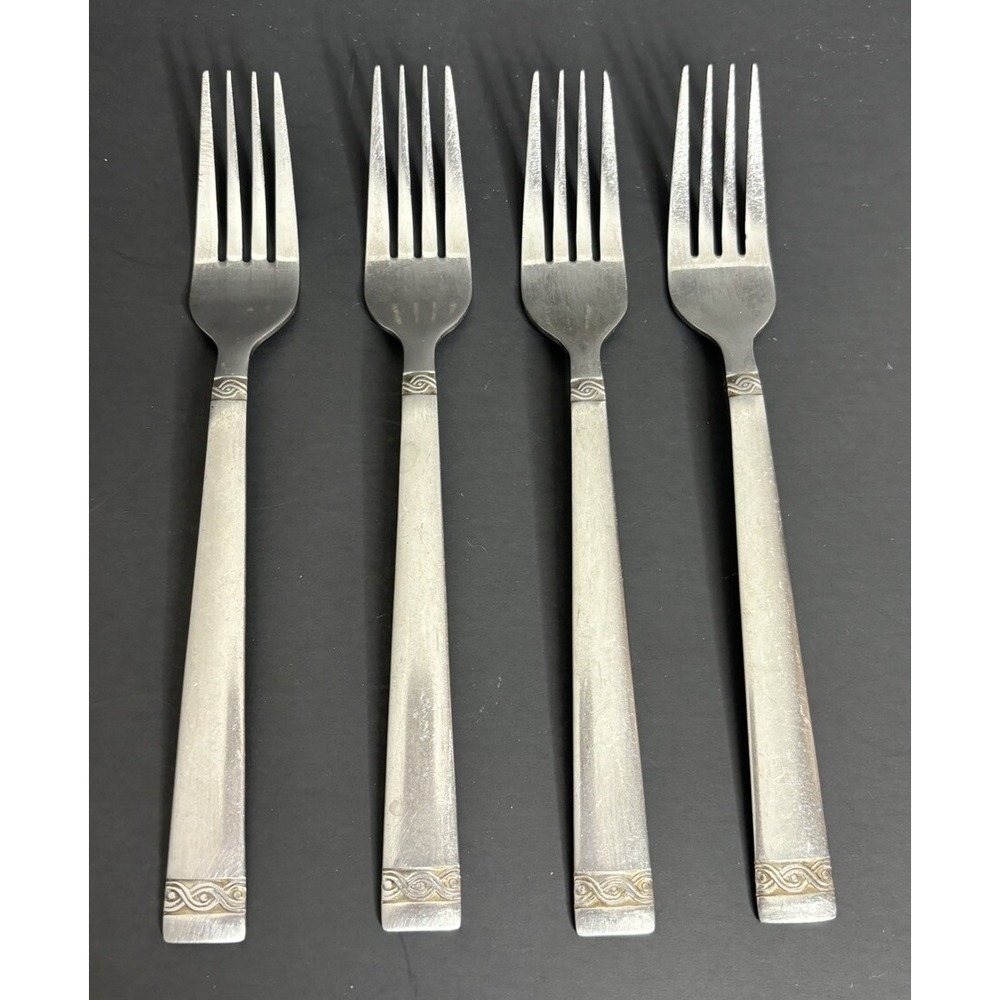 4 Cambridge Danielle Dinner Forks Silversmiths Stainless Flatware 8"
